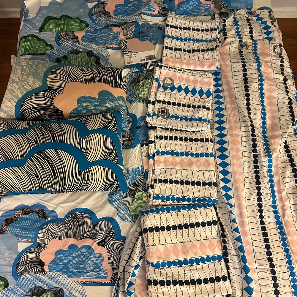 IKEA Mossflox Curtains & Doftranka Bedding Package